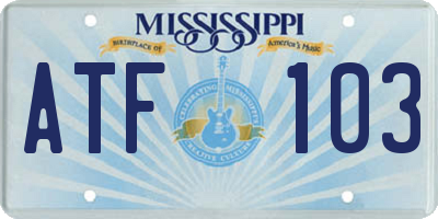 MS license plate ATF103