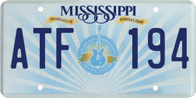 MS license plate ATF194