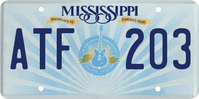 MS license plate ATF203