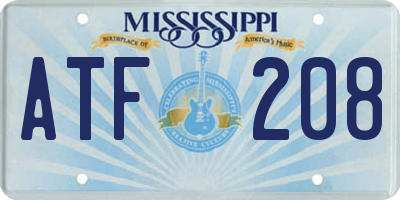 MS license plate ATF208