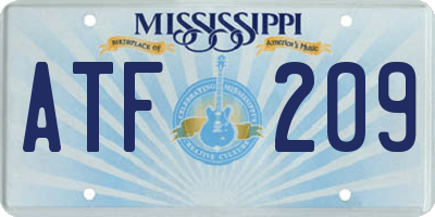 MS license plate ATF209