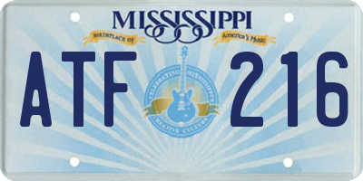MS license plate ATF216