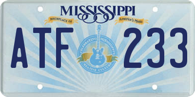 MS license plate ATF233