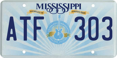 MS license plate ATF303