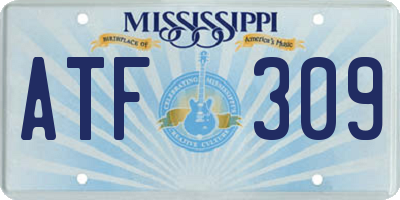 MS license plate ATF309