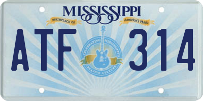 MS license plate ATF314