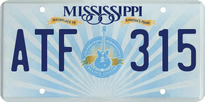 MS license plate ATF315