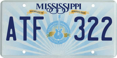MS license plate ATF322