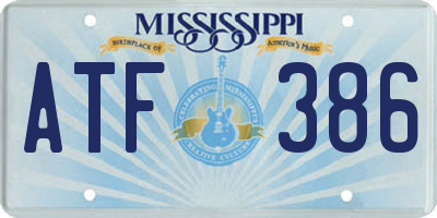 MS license plate ATF386