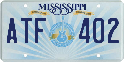 MS license plate ATF402