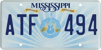 MS license plate ATF494