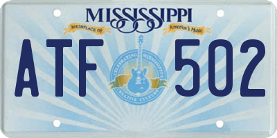 MS license plate ATF502