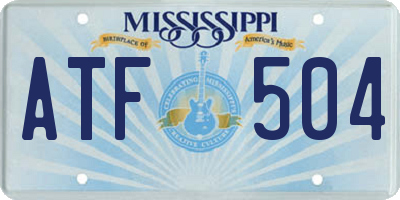 MS license plate ATF504