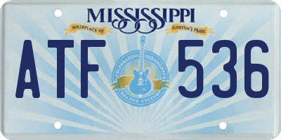 MS license plate ATF536