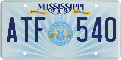 MS license plate ATF540