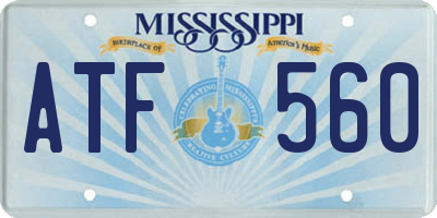MS license plate ATF560