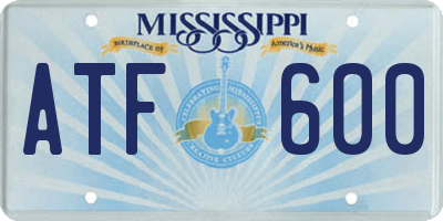 MS license plate ATF600