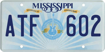 MS license plate ATF602