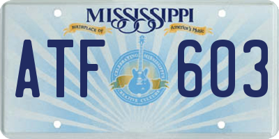 MS license plate ATF603