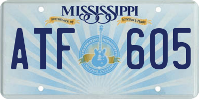 MS license plate ATF605