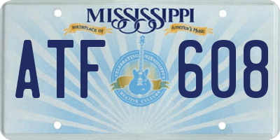 MS license plate ATF608