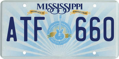 MS license plate ATF660