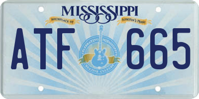MS license plate ATF665