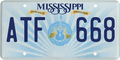 MS license plate ATF668