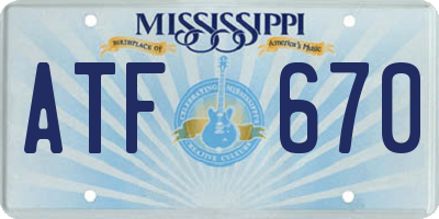 MS license plate ATF670