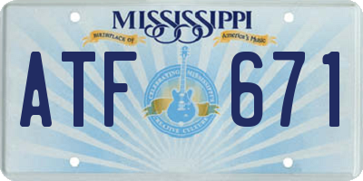 MS license plate ATF671
