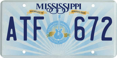 MS license plate ATF672