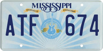 MS license plate ATF674