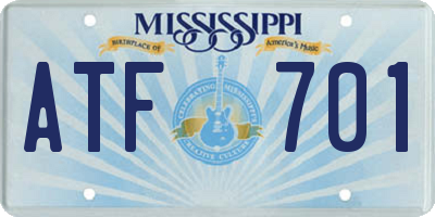 MS license plate ATF701