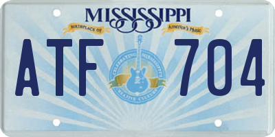 MS license plate ATF704