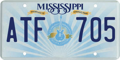 MS license plate ATF705