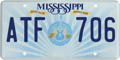 MS license plate ATF706