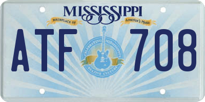 MS license plate ATF708