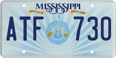 MS license plate ATF730