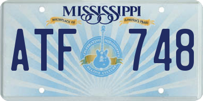 MS license plate ATF748