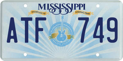 MS license plate ATF749
