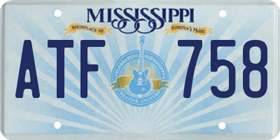 MS license plate ATF758
