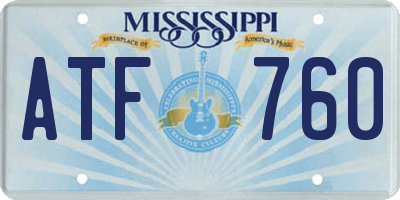 MS license plate ATF760