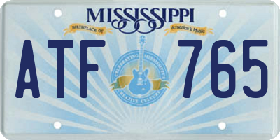 MS license plate ATF765