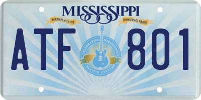 MS license plate ATF801