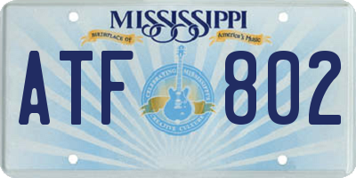 MS license plate ATF802