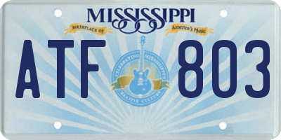 MS license plate ATF803
