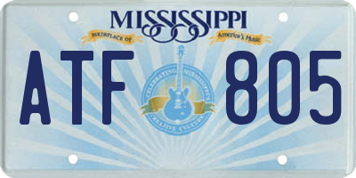 MS license plate ATF805