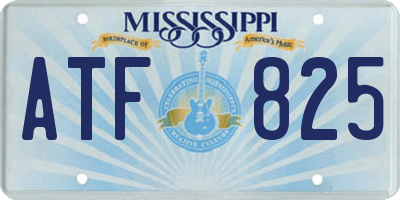 MS license plate ATF825