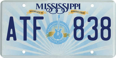 MS license plate ATF838