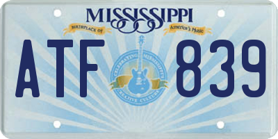 MS license plate ATF839
